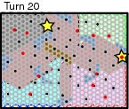 Range of military ships on turn 20