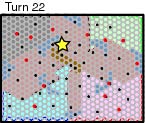 Range of military ships on turn 22