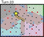 Range of military ships on turn 23