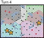 Range of military ships on turn 4